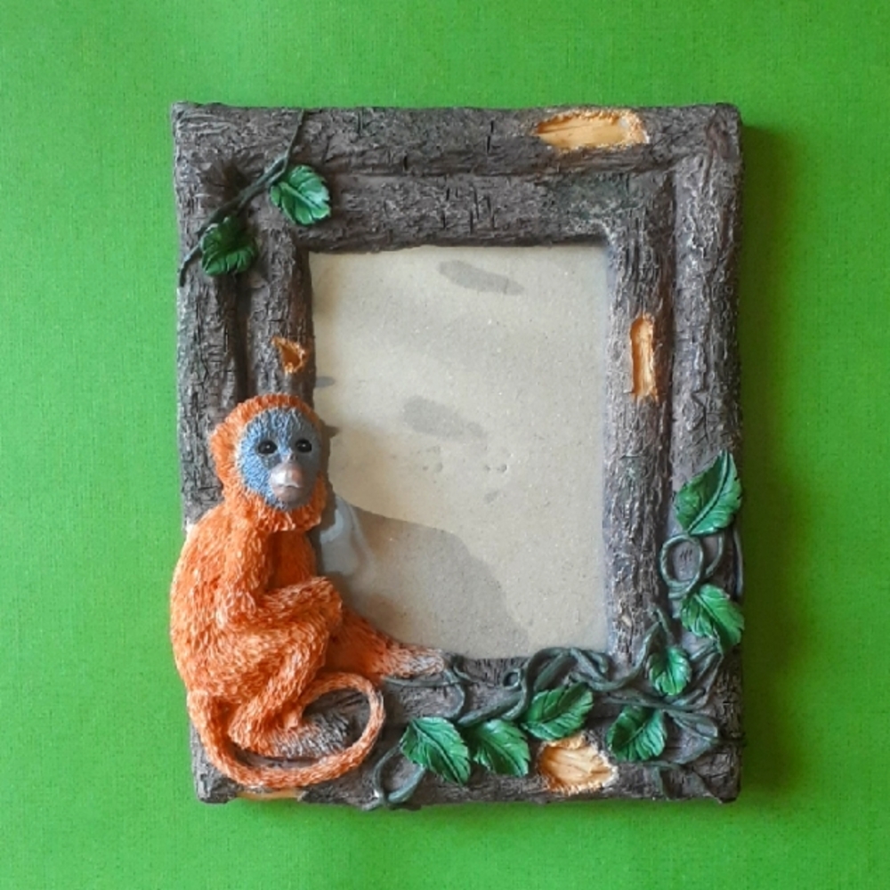 Golden Langur 3D Monkey Jungletree & Vines, Rustic Monkey Photo Frame